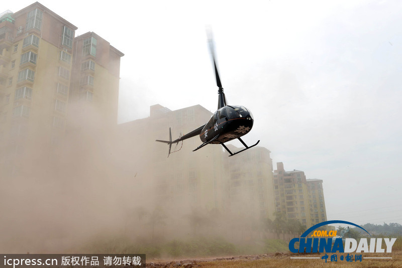 廣東惠州首次空中查毒 直升機(jī)排除兩棟可疑樓