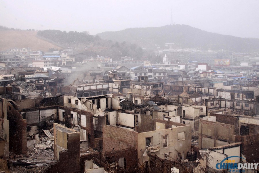 實拍香格里拉獨克宗古城災后一片廢墟