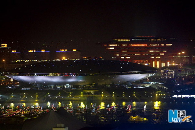 世博開幕式煙花表演彩排 氣勢恢弘