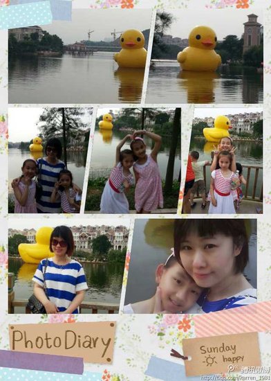 泉州鯉湖現15米高“大黃鴨” 市民紛紛拍照留戀