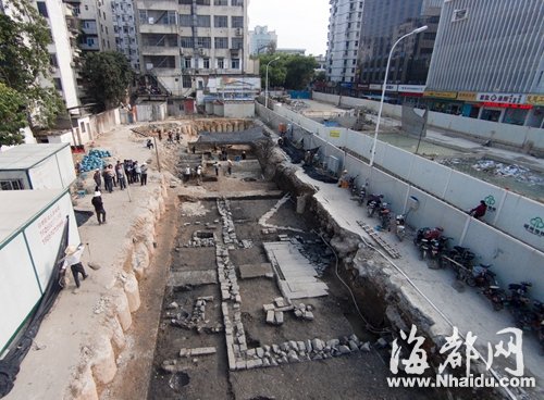 福州屏山地鐵考古現(xiàn)明清古宅地基建筑 結(jié)構(gòu)完整