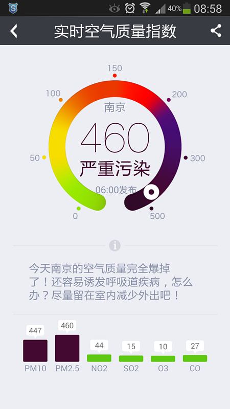 南京4日發(fā)布霾橙色預警 PM2.5幾近爆表