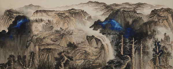 張大千巨幅“潑彩山水”現身泉城