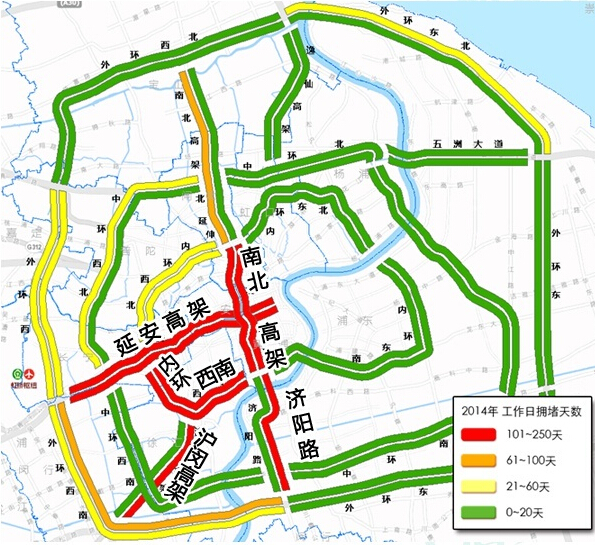 滬發(fā)布2014交通運(yùn)行年報:上海今年更加堵