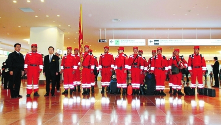 中國救援隊抵達日本災區