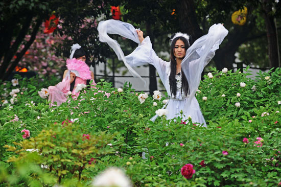 武漢一牡丹園驚現“偽娘團”