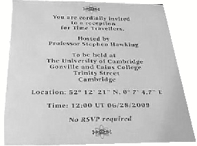 霍金辦“時間旅行者宴會” 認定“穿越”不可能