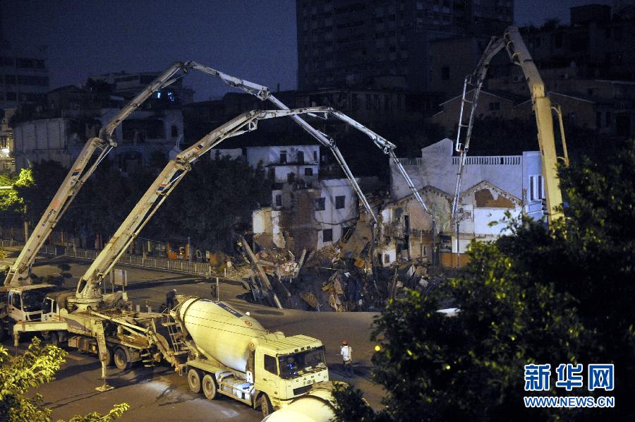 廣州地鐵工地附近突發地陷 一樓房瞬間消失