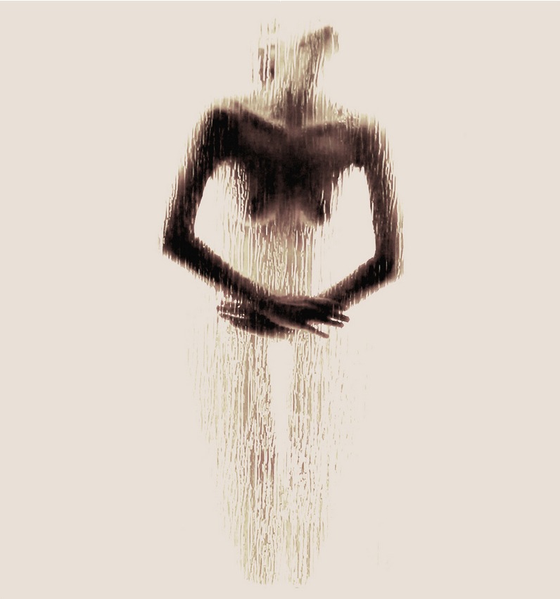 裸體呈現英文字母剪影