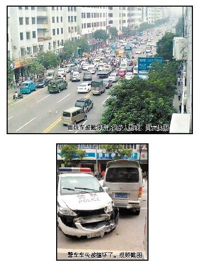 東莞面包車狂奔傷多人 10余警車圍堵開槍撞停