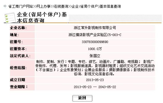 張國立公司成立僅3月 華誼溢價36倍收購