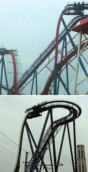 上海歡樂谷“絕頂雄風”過山車發生故障 游客被困