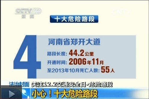 公安部公布十大危險路段 多路段超百人遇難