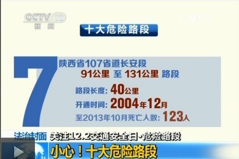 公安部公布十大危險路段 多路段超百人遇難