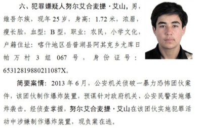 新疆公安廳通緝11名暴力恐怖案件犯罪嫌疑人（組圖）