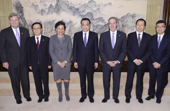 李克強會見美國商務部長、貿易代表和農業部長
