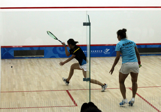 東亞運(yùn)動(dòng)會(huì)女子壁球團(tuán)體分組賽開賽