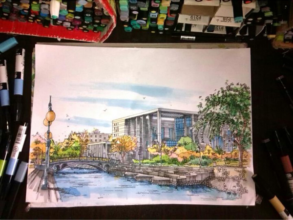 南開刮起“手繪風” 彩筆描繪最美風景