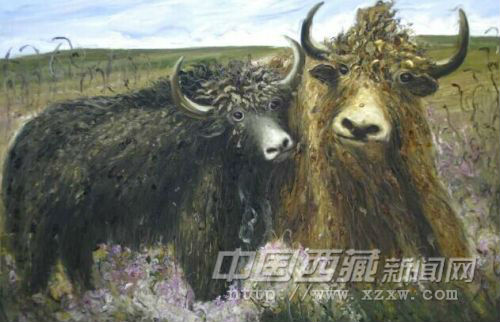 西藏牦牛博物館跨年展出60幅牦牛油畫