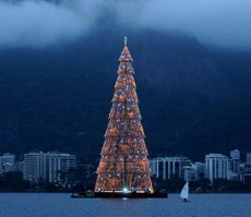Floating Christmas Tree Beams Peace in Violent City