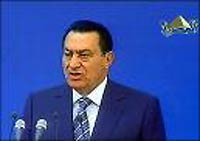 A screen grab from the Egyptian TV shows Egyptian President Hosni Mubarak, the 77-year-old veteran leader, addressing the nation from his home village in Shbin el-Kum. Mubarak said he would seek a fifth mandate in September's presidential polls.(AFP