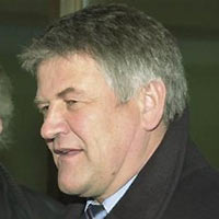 Austrian Nordic trainer Walter Mayer, right, and his then lawyer, Anwalt Heiinz Mildner are seen in a Wednesday, Feb. 18, 2004 file photo in Innsbruck, Austria.