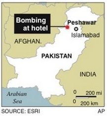 Bomb at Pakistan hotel kills at least 11