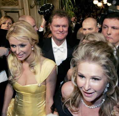 Paris Hilton poses at the opera ball in Vienna