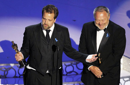 Back and Magnusson accept their awards for best live action short film