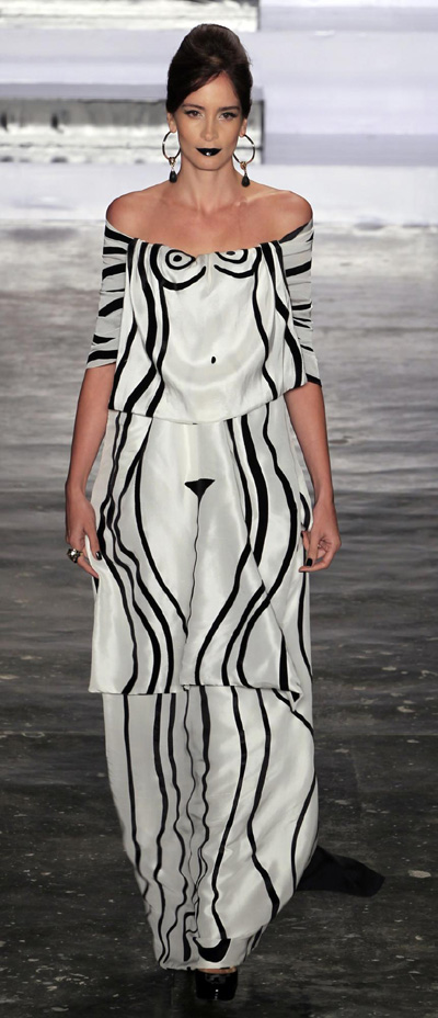 Paris Hilton presents a creation during Sao Paulo Fashion Week