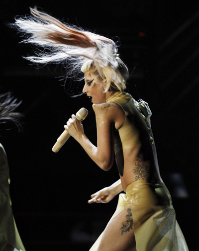Singers perform at the 53rd annual Grammy Awards in L.A.
