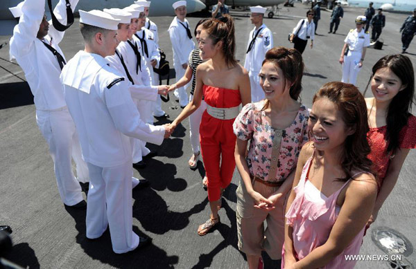 Miss HK ladies visit USS Ronald Reagan Aircraft Carrier