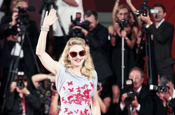 Director Madonna arrives on the 'W.E' red carpet in Venice