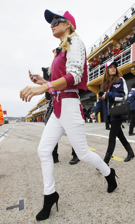Paris Hilton attends Valencia Motorcycle Grand Prix