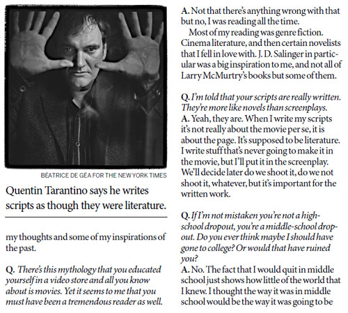 Filmmaker Tarantino creates his own genre