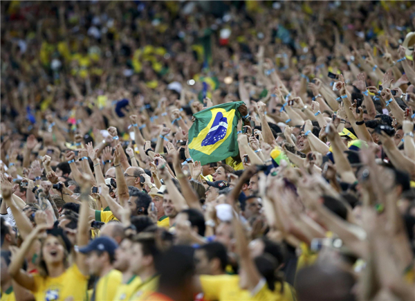 Cheering fans at the Confed Cup final