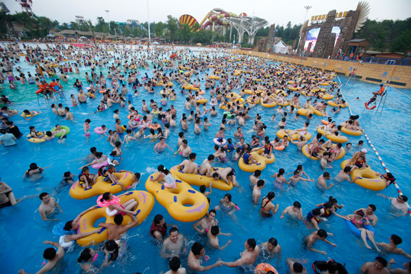 Pool jammed in summer heat