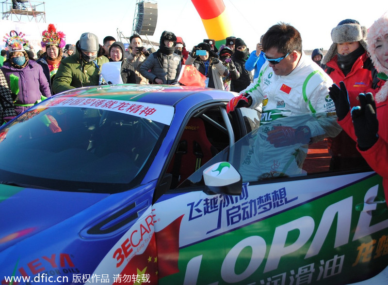 Revving over icy river