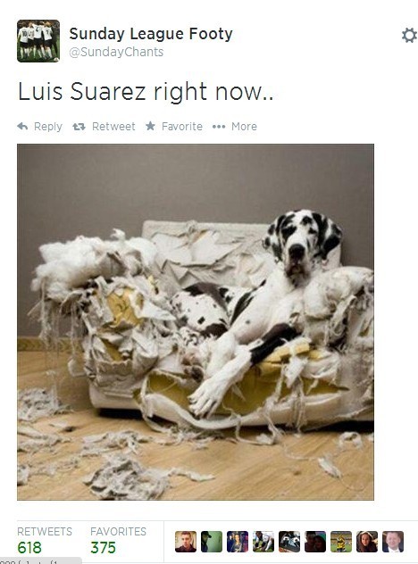 蘇亞雷斯：我的牙磕了人家的肩膀（繼續(xù)惡搞）