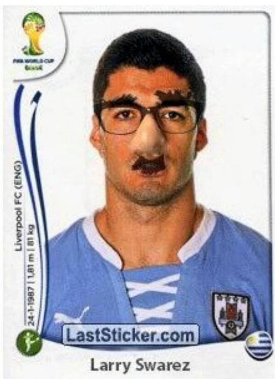 蘇亞雷斯：我的牙磕了人家的肩膀（繼續惡搞）