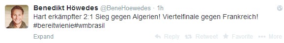 德國2-1勝 眾將紛紛發推各抒己見