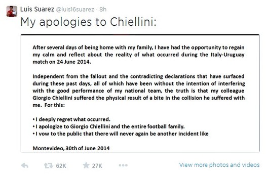 蘇亞雷斯道歉 基耶里尼諒解