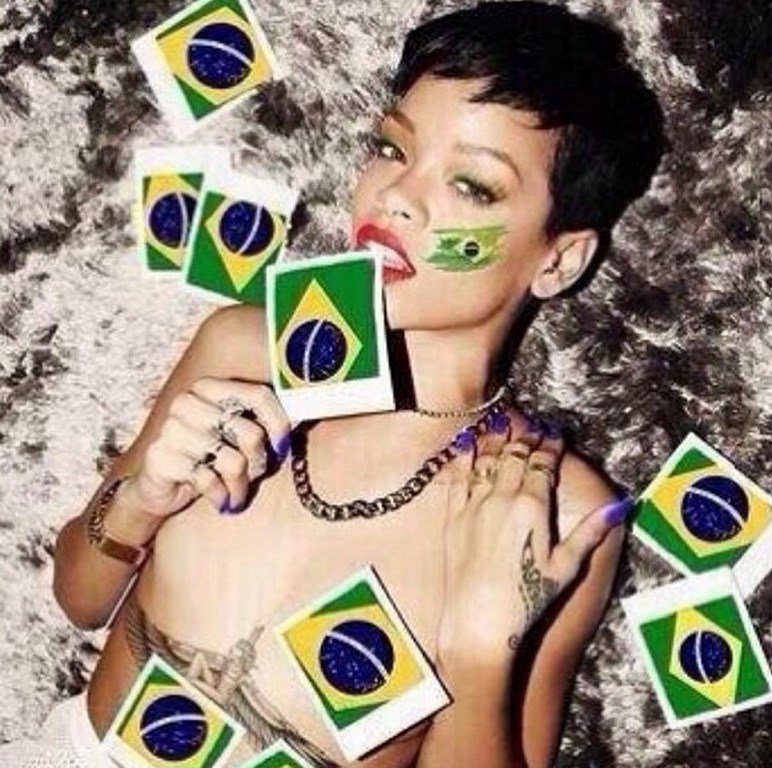 蕾哈娜為世界杯狂野 性感寫真力挺巴西隊
