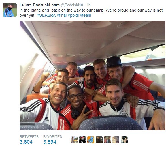 狂屠巴西 德國眾將賽后發推慶祝