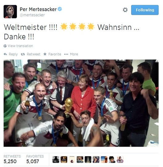 世界冠軍！德國隊員發狀態曬自拍慶祝奪冠