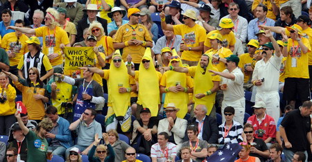 Australian fans at cricket test game