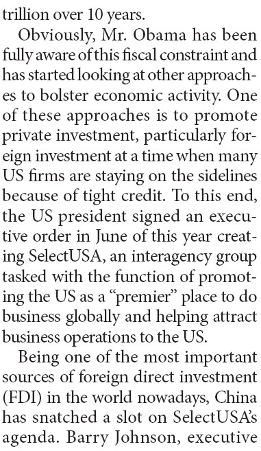 Obama Administration sets sights on Chinese FDI