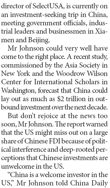 Obama Administration sets sights on Chinese FDI