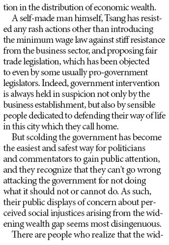 Hong Kong's wealth gap isn't the Chief Executive's fault