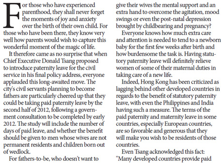 Paternity leave makes social and economic sense